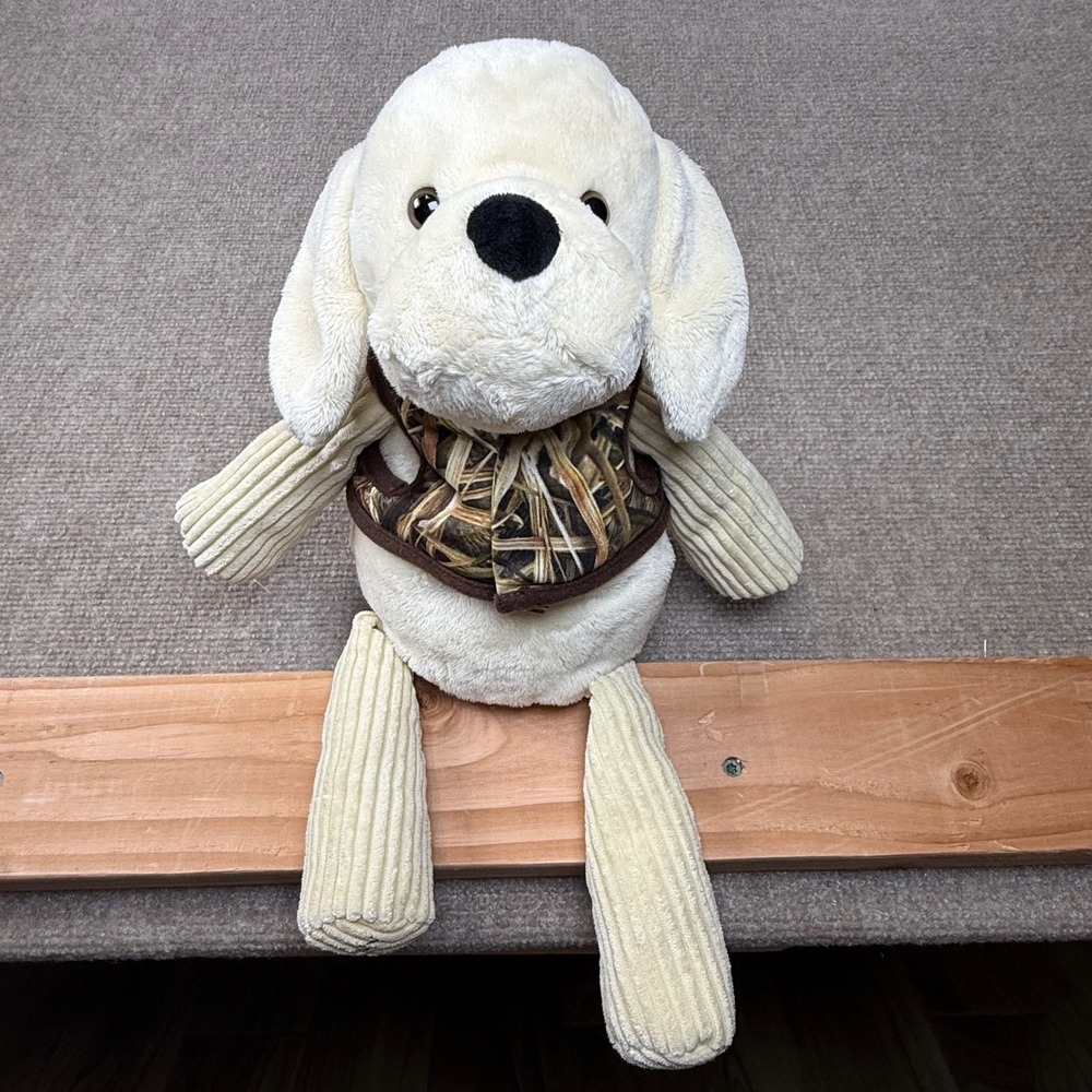 Scentsy Buddy Luke the Labrador Retriever Cream Corduroy Plush Camo Vest Dog